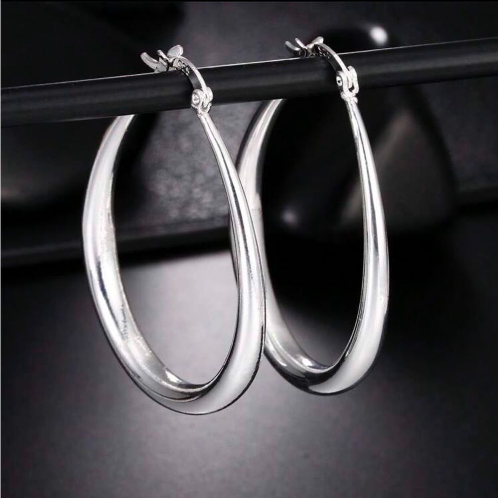 Sterling Silver Large Hoop Earrings